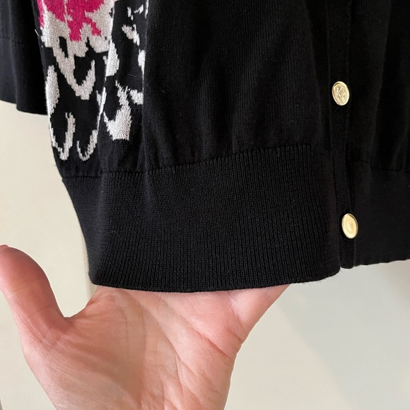 Jones New York Collection Black Long Sleeve Lightweight Floral Sweater Size L - Picture 3 of 13